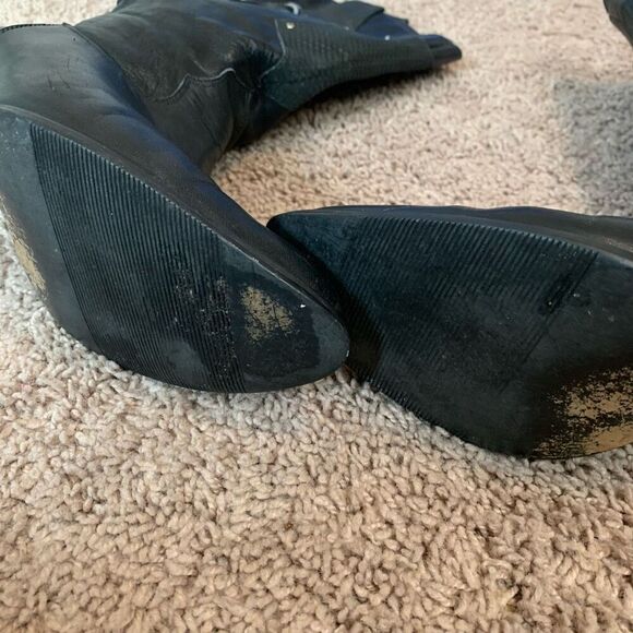 Vintage Black Cowboy Western Boots Fringe Retro 80s 10 - Picture 7 of 10